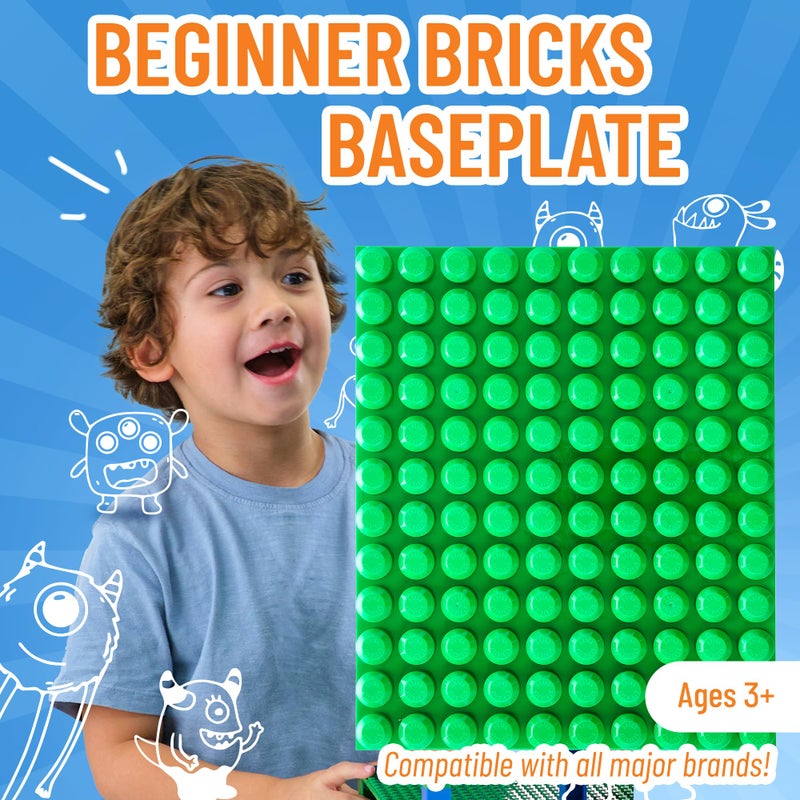 Strictly Briks Mega Toy Building Block Baseplate, Beginner Bricks Stackable Plate, Large Pegs for Toddlers, Compatible with All Major Brands, Kids Easter Gift, Green, 12.5 x 15 inches - Image 2